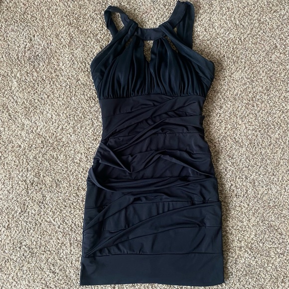 plunge neck dress Sloane High Split Maxi in Black Style:Black(Tiered) DressLength_Mini Chiffon Babydoll Dress in